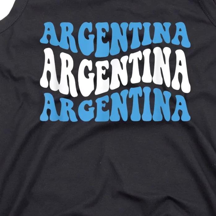 Retro Groovy Argentina Football Argentinian Soccer Flag Tank Top