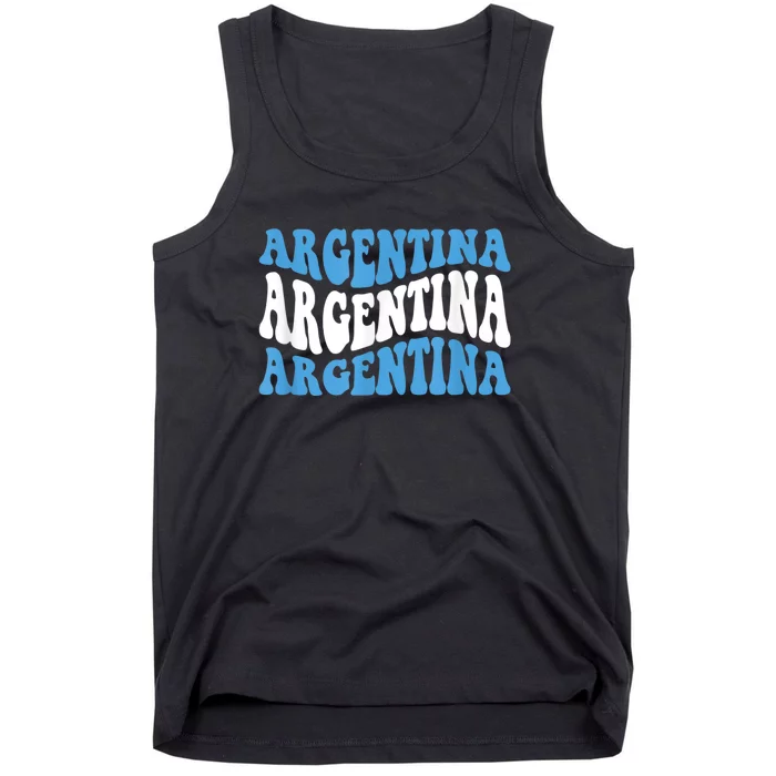 Retro Groovy Argentina Football Argentinian Soccer Flag Tank Top