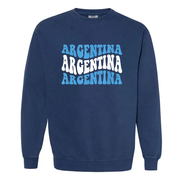 Retro Groovy Argentina Football Argentinian Soccer Flag Garment-Dyed Sweatshirt