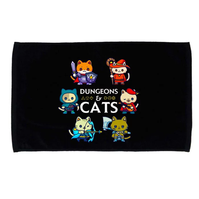 RPG Gamer And Cats D20 Dice Nerdy Microfiber Hand Towel