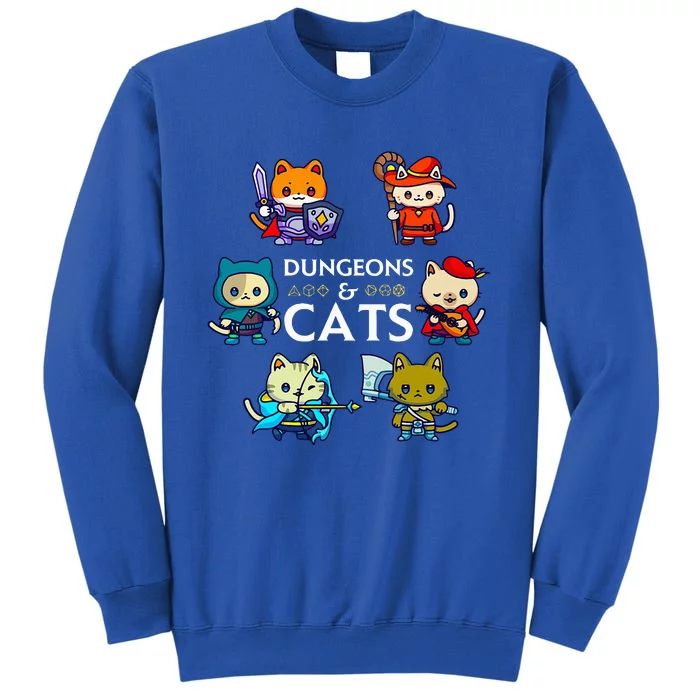 RPG Gamer And Cats D20 Dice Nerdy Tall Sweatshirt