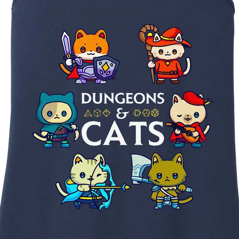 Rpg Gamer And Cats D20 Dice Nerdy Cute Cat Ladies Essential Tank