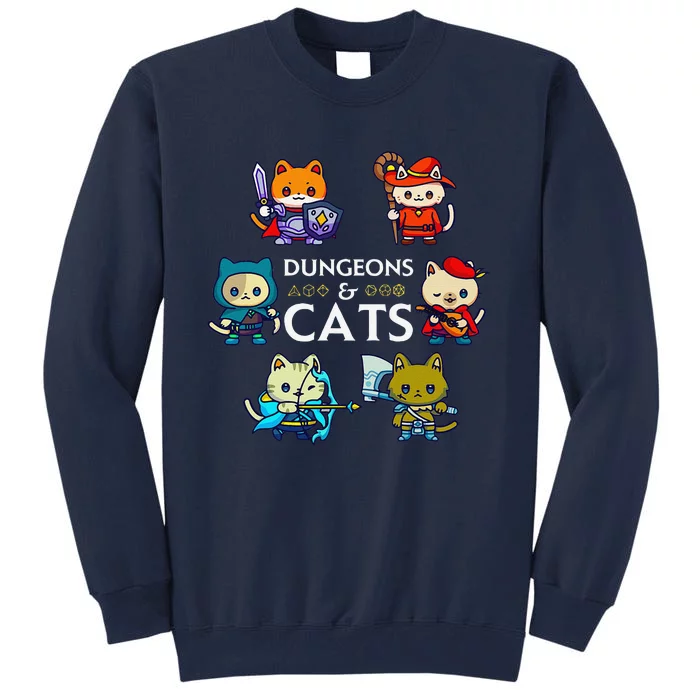 Rpg Gamer And Cats D20 Dice Nerdy Cute Cat Tall Sweatshirt