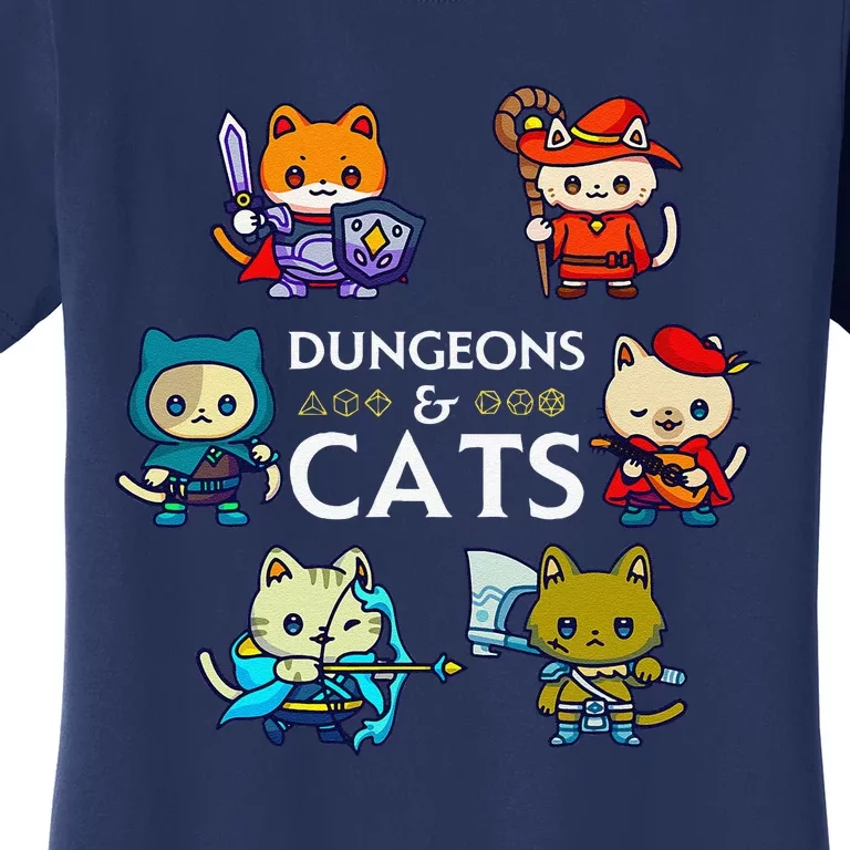 Rpg Gamer And Cats D20 Dice Nerdy Cute Cat Women's T-Shirt