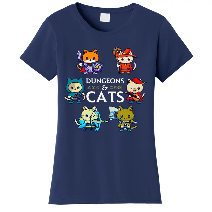 Rpg Gamer And Cats D20 Dice Nerdy Cute Cat Women's T-Shirt