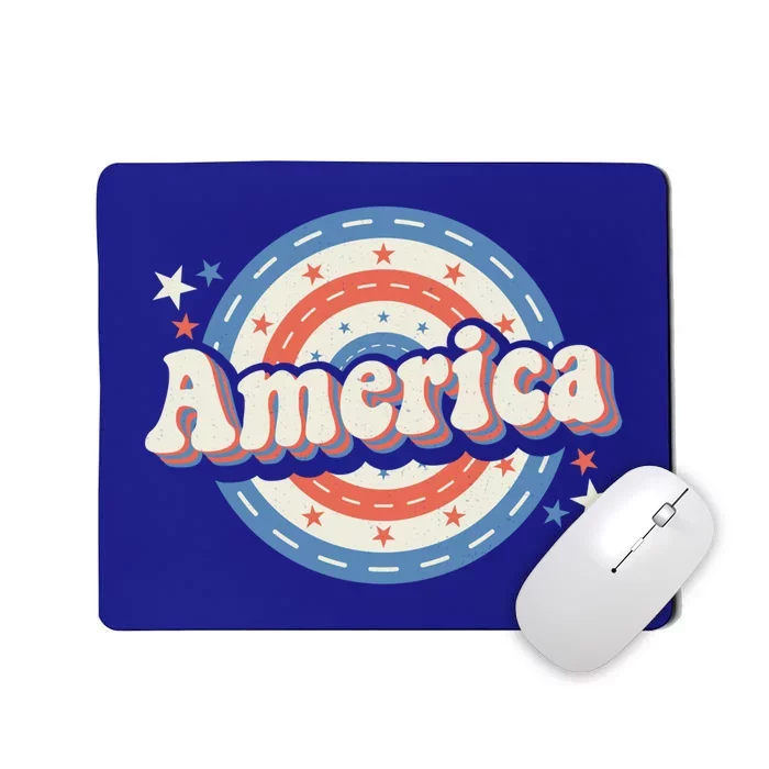 Retro Groovy America American Flag 4th Of July Gift Mousepad