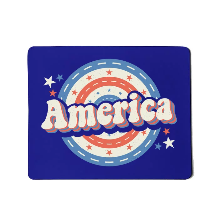 Retro Groovy America American Flag 4th Of July Gift Mousepad