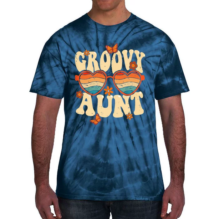 Retro Groovy Aunt 70s Aesthetic 1970's Mother's Day Tie-Dye T-Shirt