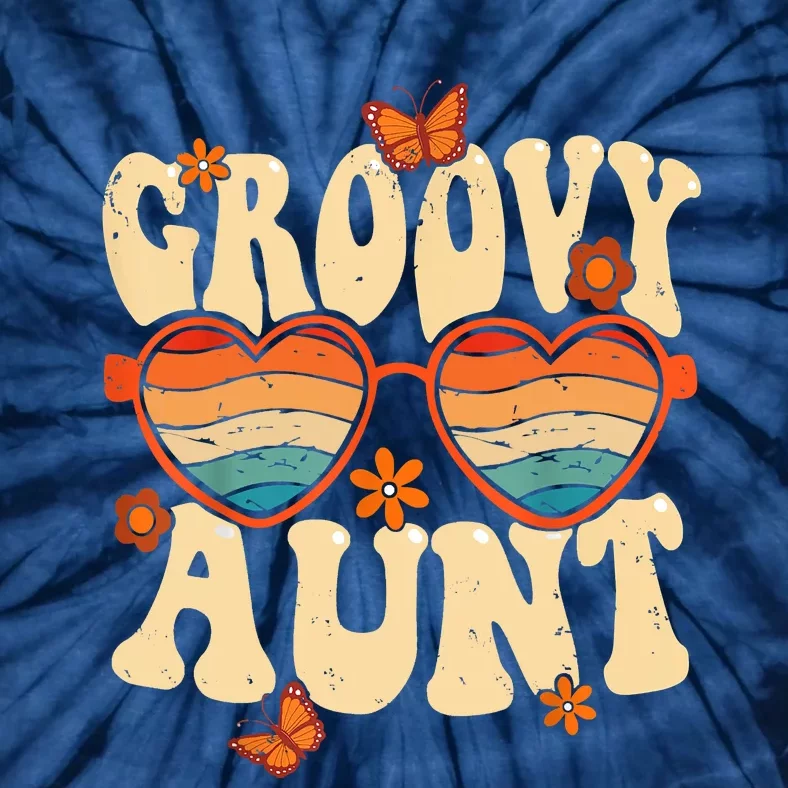 Retro Groovy Aunt 70s Aesthetic 1970's Mother's Day Tie-Dye T-Shirt