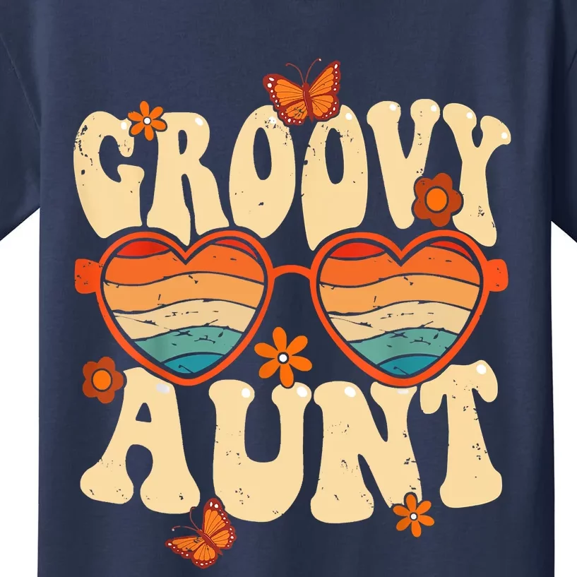 Retro Groovy Aunt 70s Aesthetic 1970's Mother's Day Kids T-Shirt