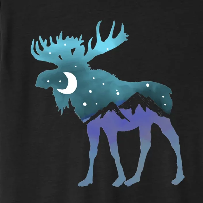 Retro Graphic Artistic Moose Night Sky Moon & Stars ChromaSoft Performance T-Shirt