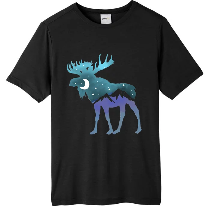 Retro Graphic Artistic Moose Night Sky Moon & Stars ChromaSoft Performance T-Shirt