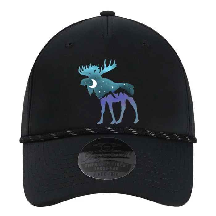 Retro Graphic Artistic Moose Night Sky Moon & Stars Performance The Dyno Cap