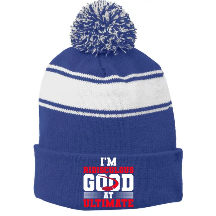 Ridisculous Good At Ultimate Ultimate Frisbee Gift Stripe Pom Pom Beanie