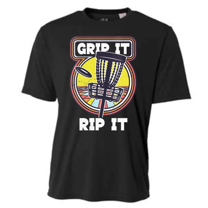 Retro Grip and Rip It Disc Golf Funny Cooling Performance Crew T-Shirt