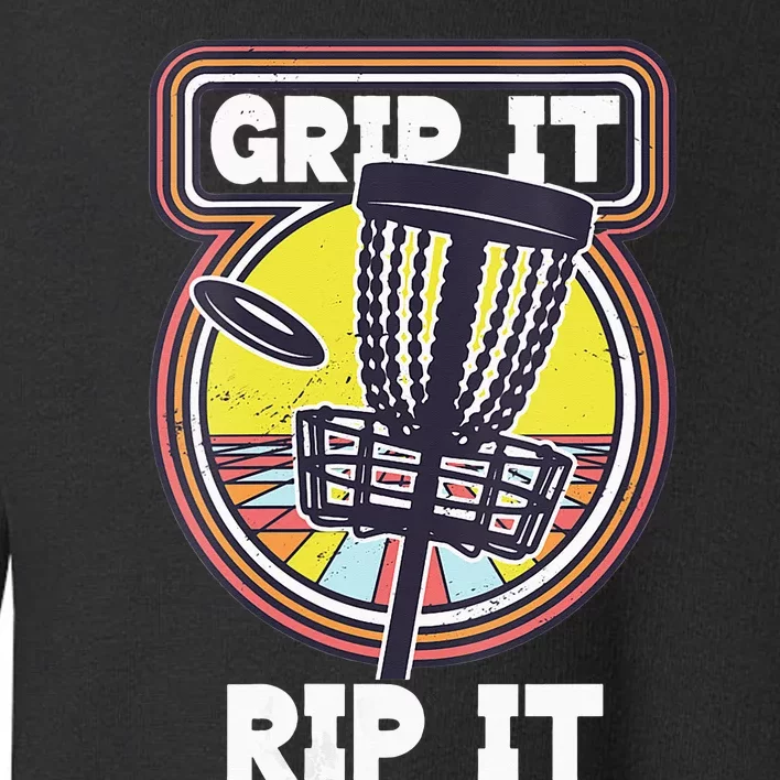 Retro Grip and Rip It Disc Golf Funny Toddler Sweatshirt