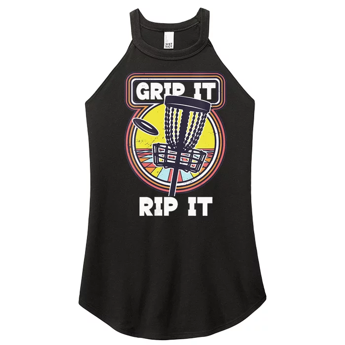 Retro Grip and Rip It Disc Golf Funny Women’s Perfect Tri Rocker Tank