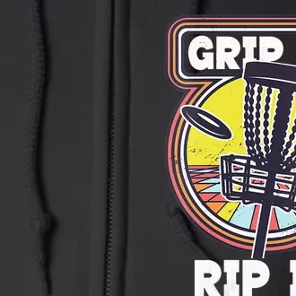 Retro Grip and Rip It Disc Golf Funny Full Zip Hoodie