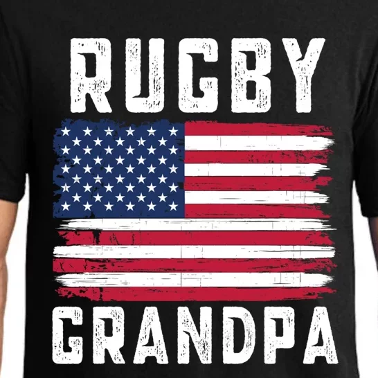 Rugby Grandpa American Flag July 4th Gift Pajama Set