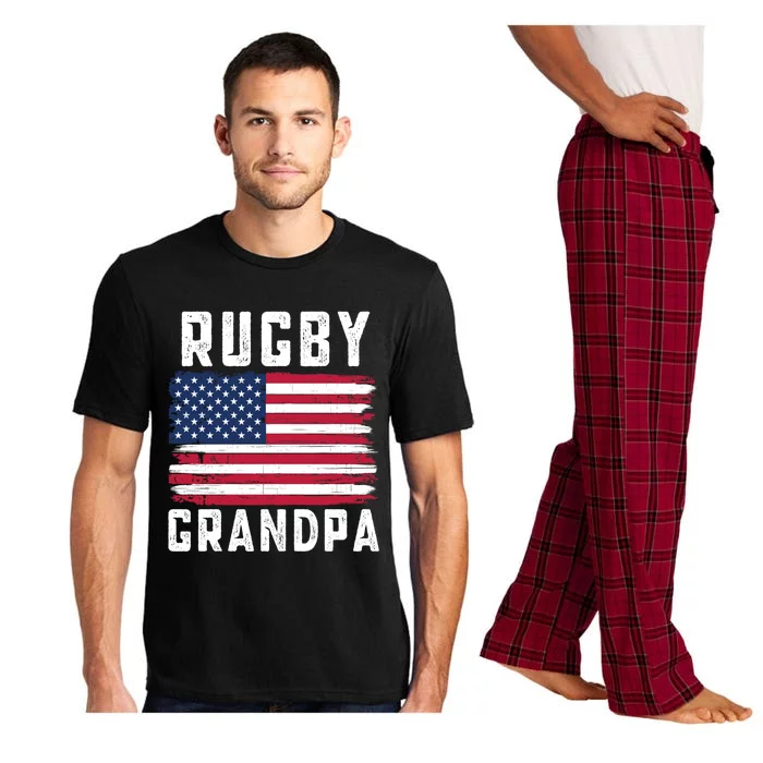 Rugby Grandpa American Flag July 4th Gift Pajama Set