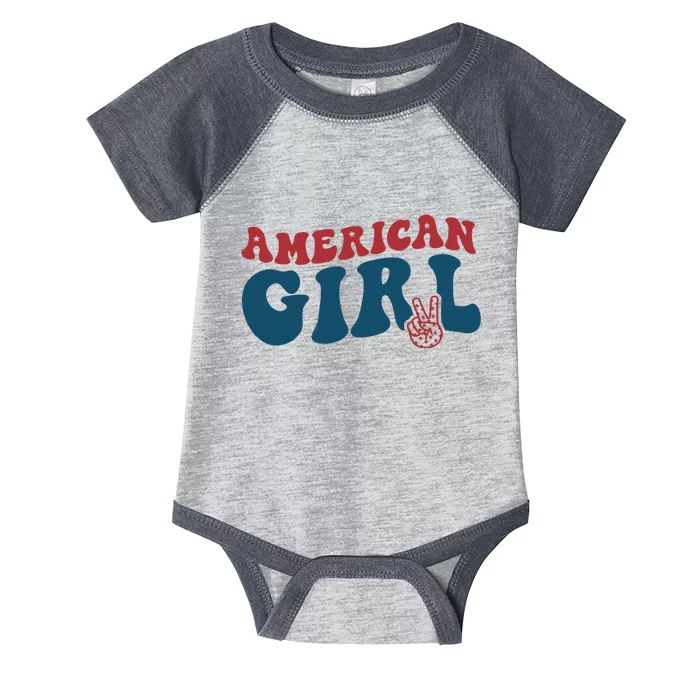 Retro Groovy All American Girl Fourth 4th Of July Patriotic Infant Baby Jersey Bodysuit