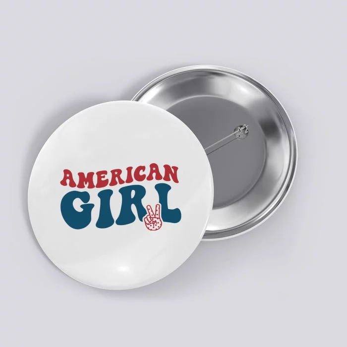 Retro Groovy All American Girl Fourth 4th Of July Patriotic Button