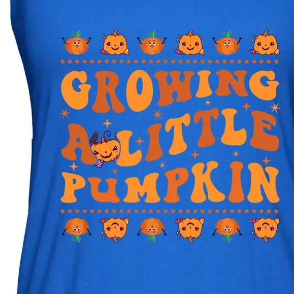 Retro Growing A Little Pumpkin Cute New Mom Fall Pregnancy Gift Ladies Essential Flowy Tank