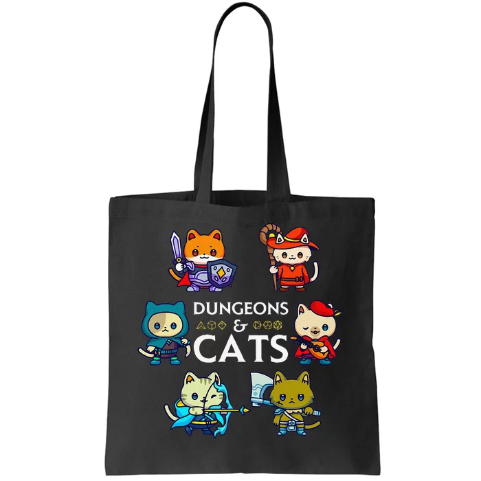 Rpg Gamer And Cats D20 Dice Nerdy Tote Bag