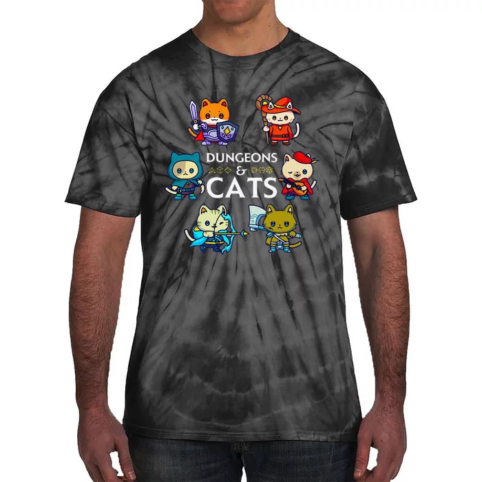 Rpg Gamer And Cats D20 Dice Nerdy Tie-Dye T-Shirt