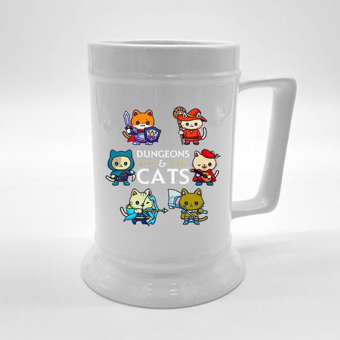 Rpg Gamer And Cats D20 Dice Nerdy Front & Back Beer Stein