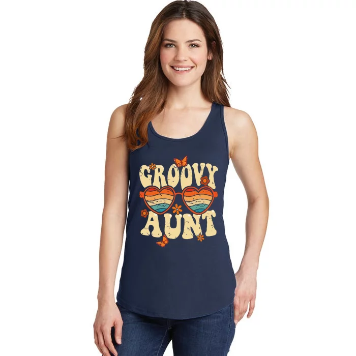 Retro Groovy Aunt 70s Aesthetic 1970's Mother's Day Ladies Essential Tank