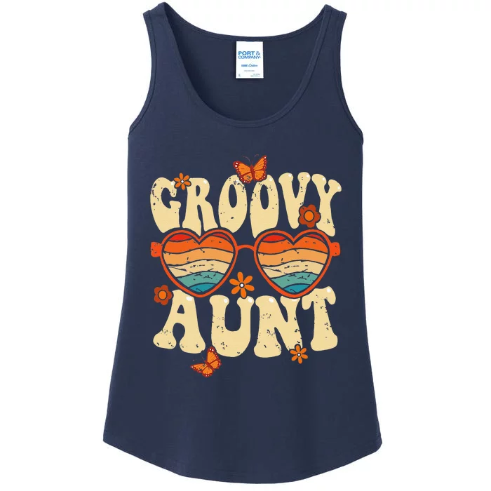 Retro Groovy Aunt 70s Aesthetic 1970's Mother's Day Ladies Essential Tank