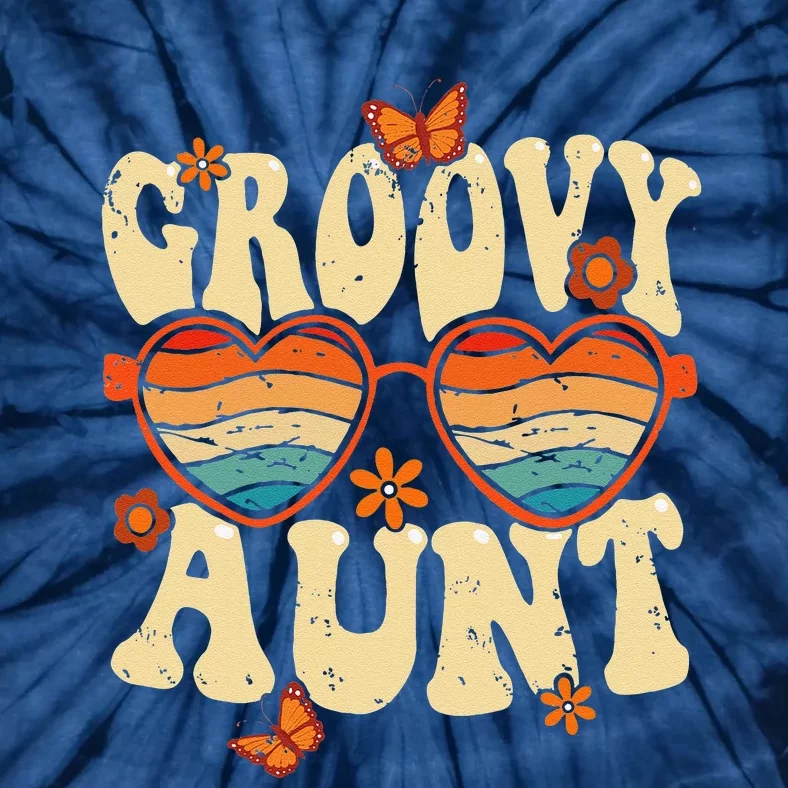 Retro Groovy Aunt 70s Aesthetic 1970's Mother's Day Tie-Dye T-Shirt