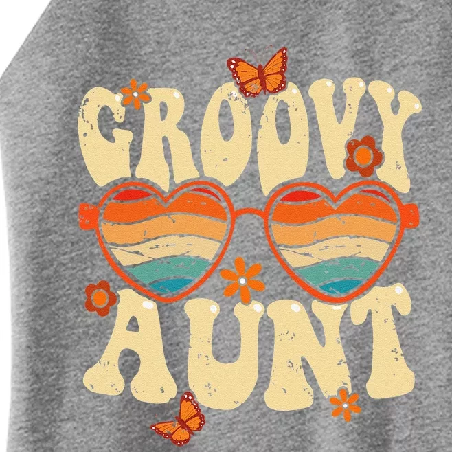 Retro Groovy Aunt 70s Aesthetic 1970's Mother's Day Women’s Perfect Tri Rocker Tank