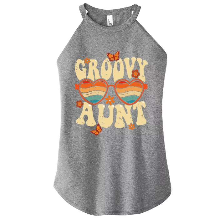 Retro Groovy Aunt 70s Aesthetic 1970's Mother's Day Women’s Perfect Tri Rocker Tank