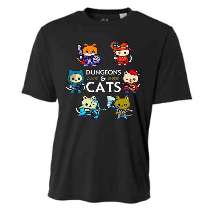 Rpg Gamer And Cats D20 Dice Nerdy Cooling Performance Crew T-Shirt