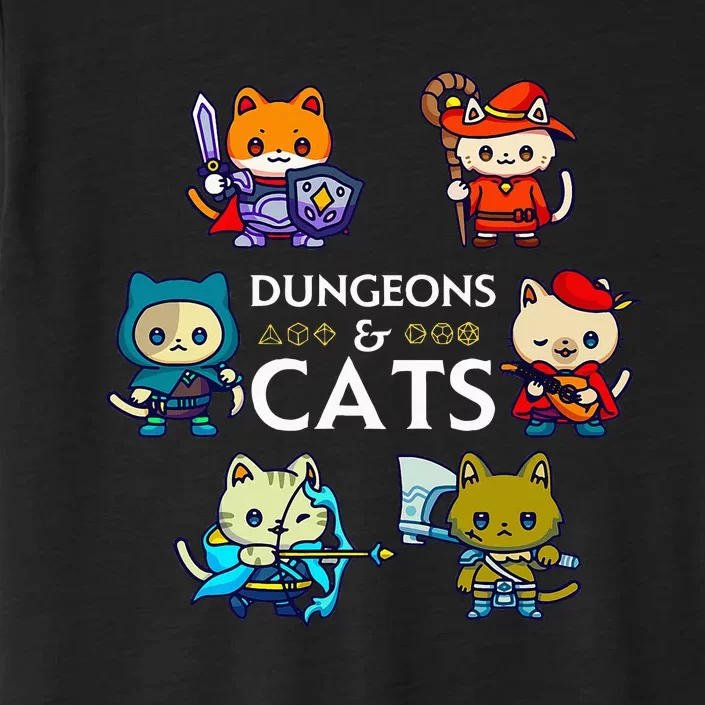 Rpg Gamer And Cats D20 Dice Nerdy ChromaSoft Performance T-Shirt