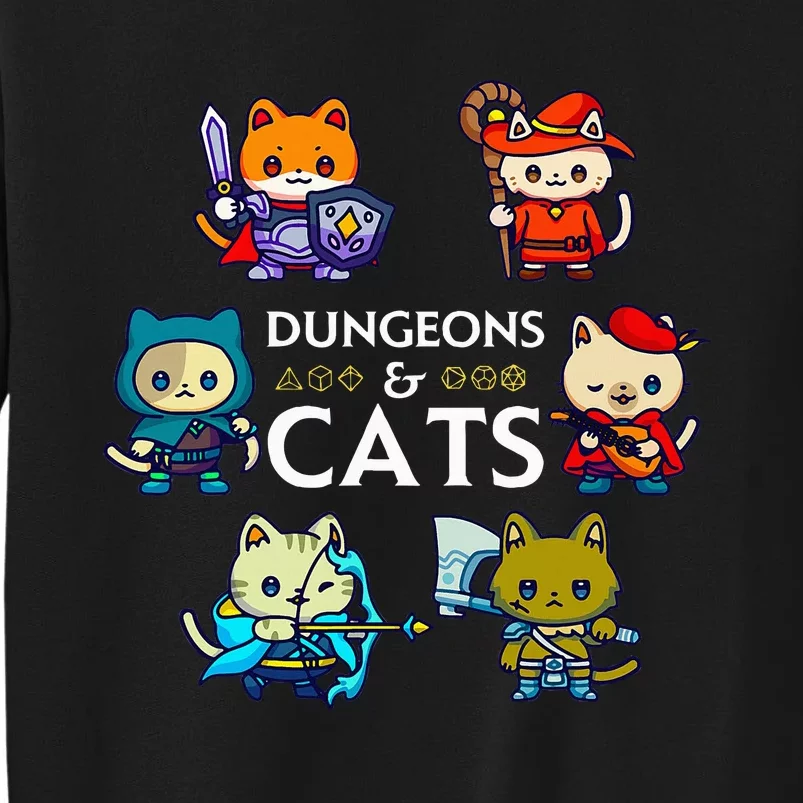 Rpg Gamer And Cats D20 Dice Nerdy Tall Sweatshirt