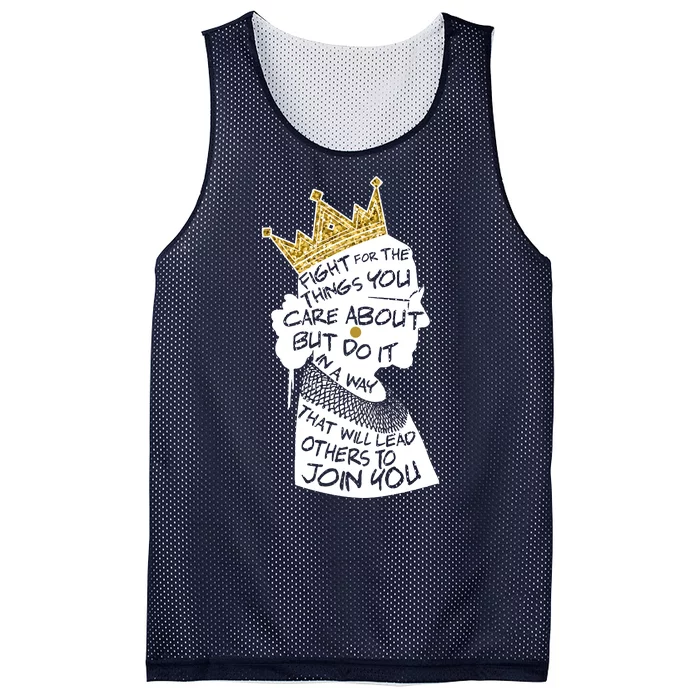 RGB Queen Crown Quote Tribute Ruth Bader Ginsburg Mesh Reversible Basketball Jersey Tank