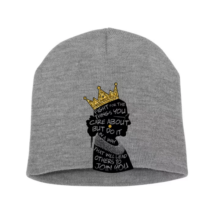 RGB Queen Crown Quote Tribute Ruth Bader Ginsburg Short Acrylic Beanie