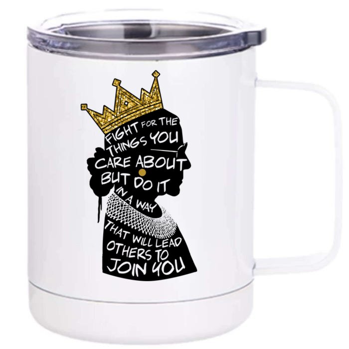 RGB Queen Crown Quote Tribute Ruth Bader Ginsburg Front & Back 12oz Stainless Steel Tumbler Cup