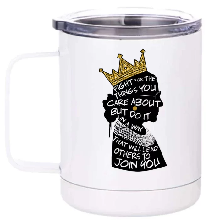 RGB Queen Crown Quote Tribute Ruth Bader Ginsburg Front & Back 12oz Stainless Steel Tumbler Cup