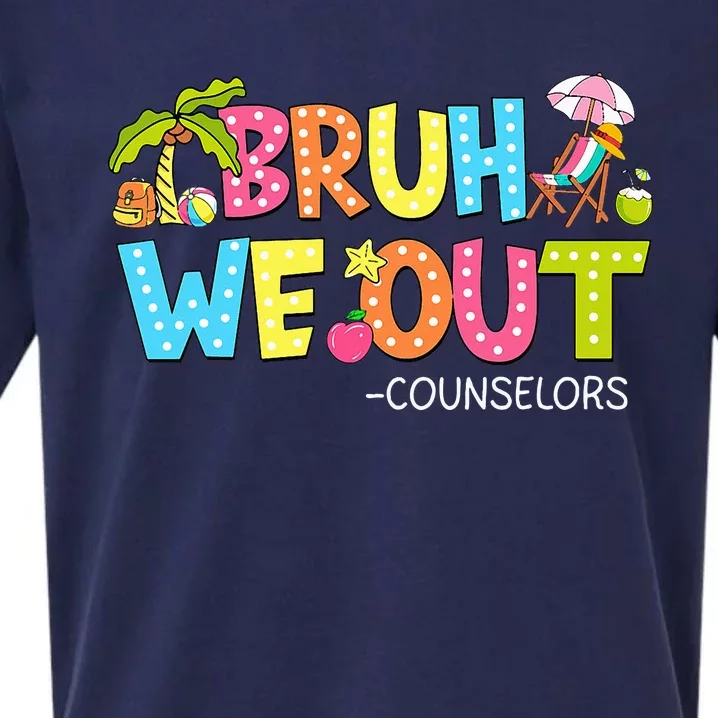 Retro Groovy Bruh We Out Counselors Sueded Cloud Jersey T-Shirt