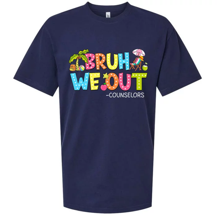 Retro Groovy Bruh We Out Counselors Sueded Cloud Jersey T-Shirt