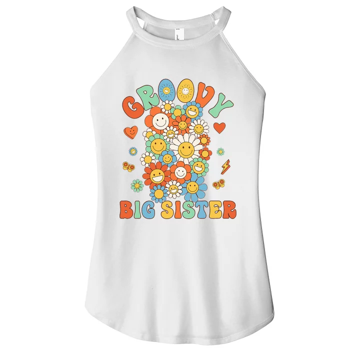 Retro Groovy Big Sister Groovy Birthday Matching Family Women’s Perfect Tri Rocker Tank