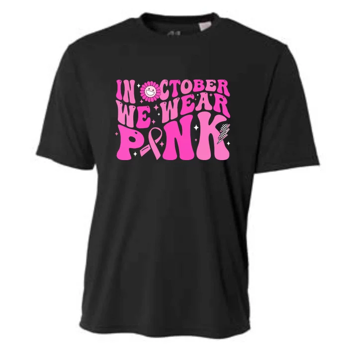 Retro Groovy Breast Cancer Awareness In October We Wear Pink Gift Cooling Performance Crew T-Shirt