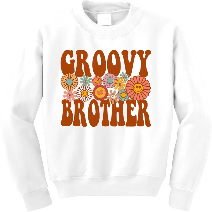 Retro Groovy Brother Matching Family 1st Birthday Party Kids Sweatshirt