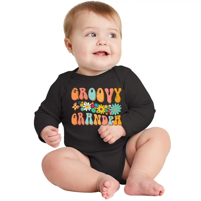 Retro Groovy Birthday Family Matching Cute Groovy Grandpa Baby Long Sleeve Bodysuit