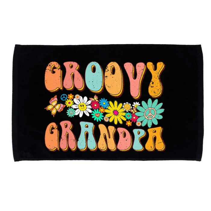 Retro Groovy Birthday Family Matching Cute Groovy Grandpa Microfiber Hand Towel