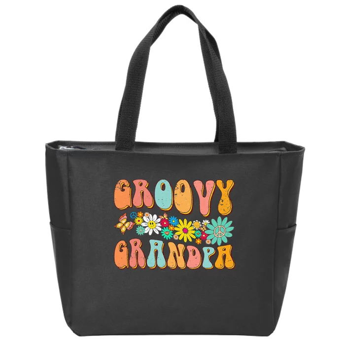 Retro Groovy Birthday Family Matching Cute Groovy Grandpa Zip Tote Bag